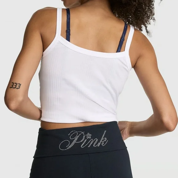 PINK Victoria's Secret Shorts de ciclista de 3" Cotton , Logo Sparkle NWT MEDIUM - Picture 10 of 10